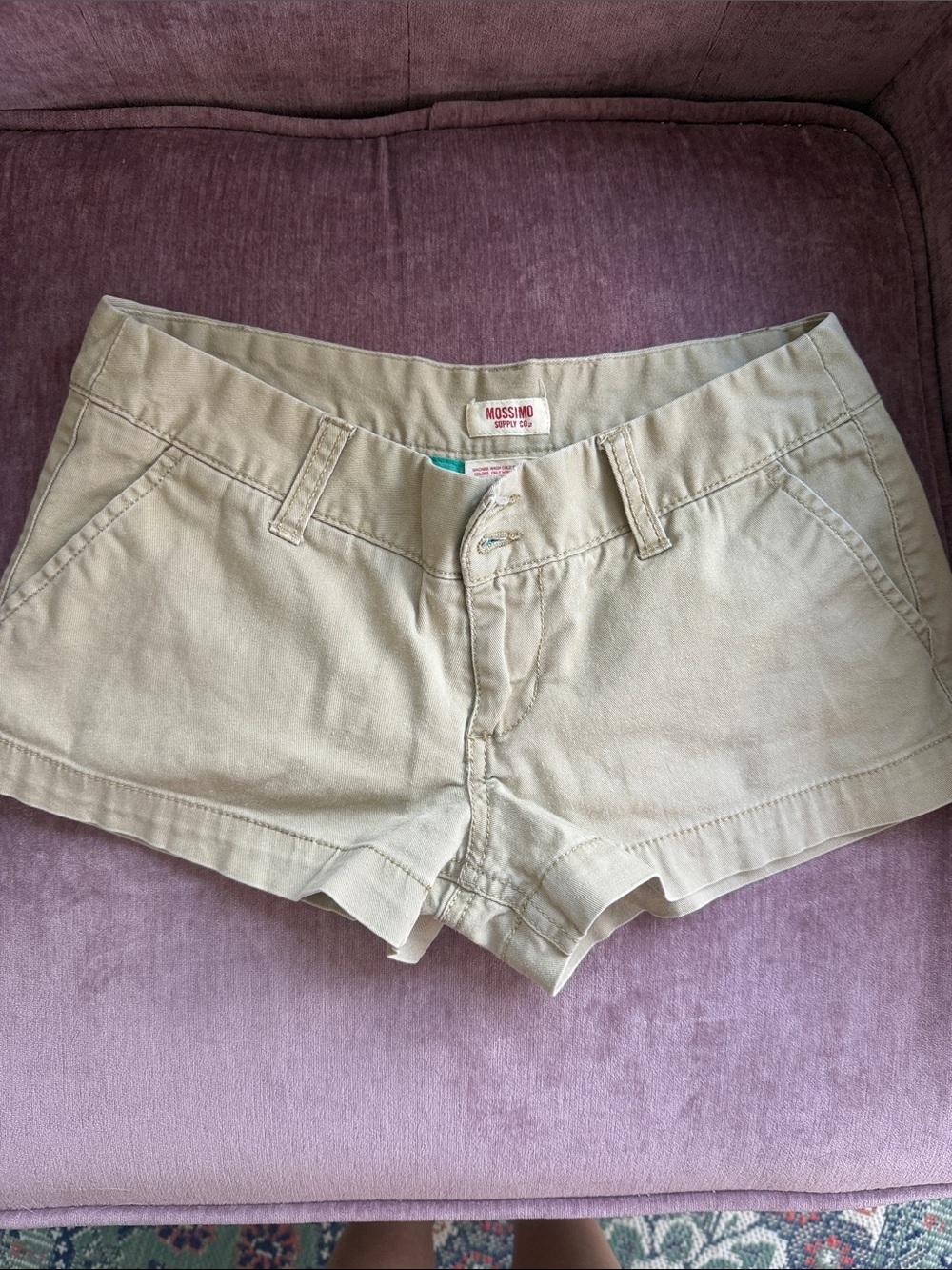 Mossimo Supply Co. Light Khaki Women's Low-Rise Jean Shorts